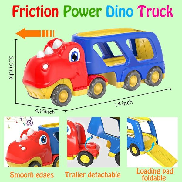 Bateria livre de atrito Power Dino transporte de transporte de caminhão Ideal para 18M Meninos 1 24 escala
