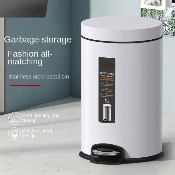 13 Gallon Embedded Round Step Custom Metal Compressible Stainless Steel Trash Can With Foot Pedal