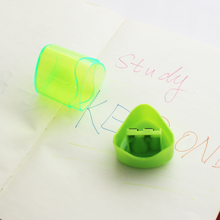 office and school stationery fluorescent green small plastic sharpener