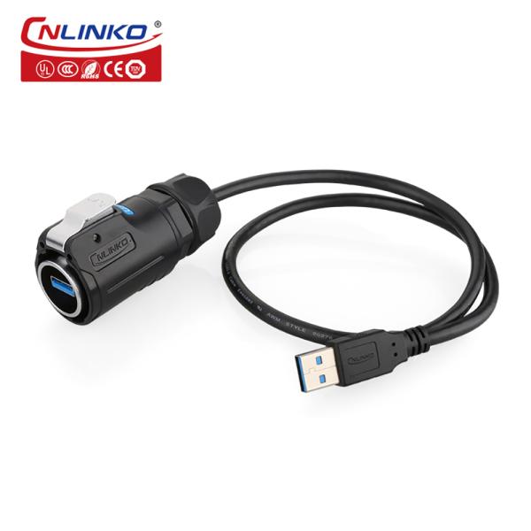 USB Plug Male Female USB3.0 Panel Mount Wall Mount Receptacle Dust Cover Waterproof IP68 LP24 Outdoor USB Connector