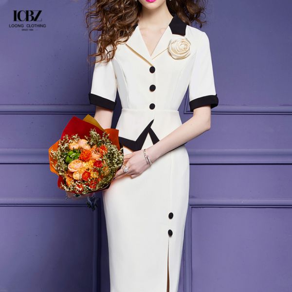 Женский длинный винтажный черно-белый двухкомнатный юбки брюки пальто костюм для официального офиса