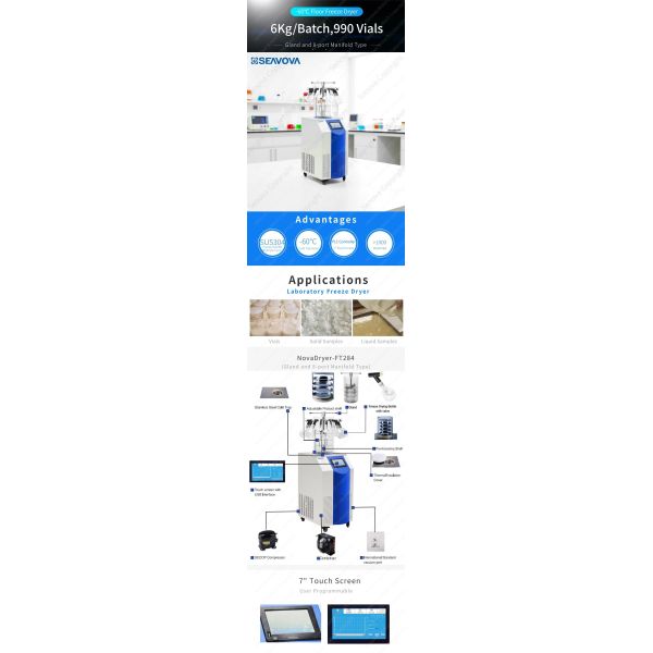 Food Vertical Freeze Dryer Stainless Steel Lab Scale Lyophilizer
