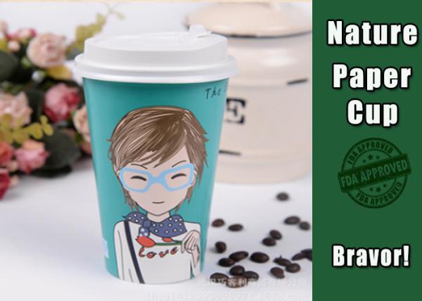 8 Oz Vending Heat Proof Paper Cups , Water Based Ink Logo Printed Paper Coffee Cups