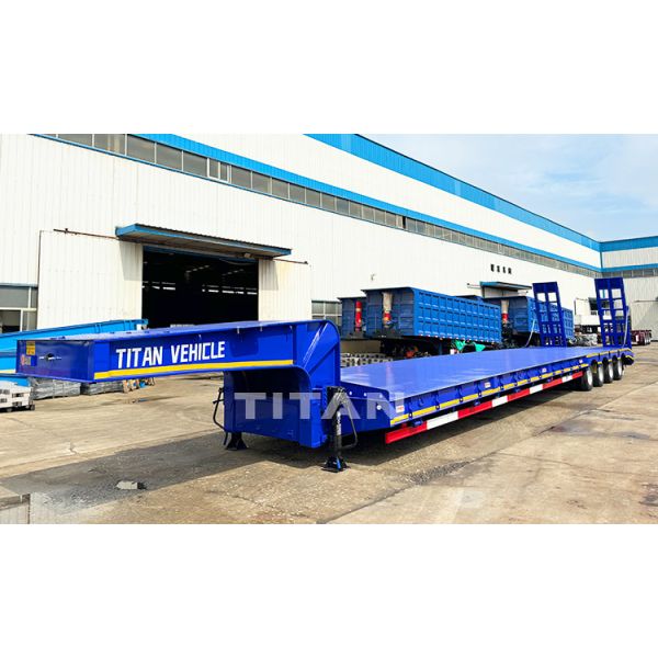 TITAN Heavy Duty 4 Axle 100 Ton Lowbed Truck Trailer Low Bed Semi Trailer for Sale