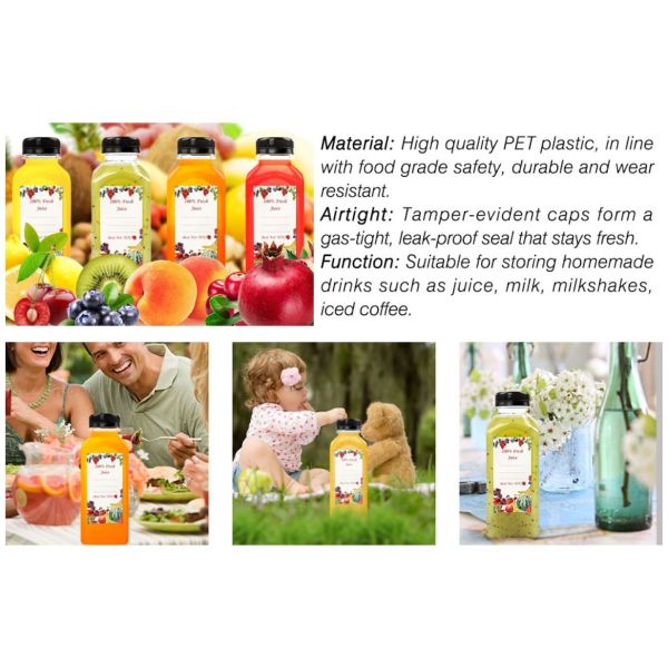 PETG Juice Plastic Beverage Bottles 12 Oz 60cm