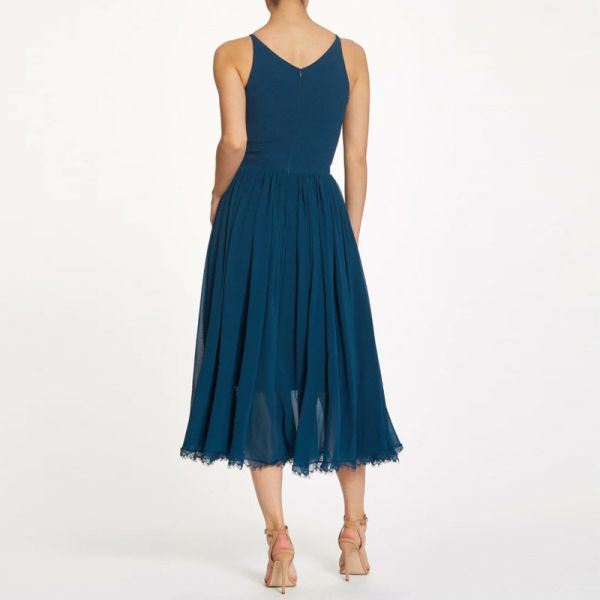 Manufacturer Plus Size Short Blue Evening Dress V-neck Spaghetti Straps A-Line Sleeveless Ruffles Zipper
