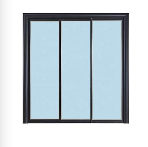 Three Tracks Black Aluminium Frame Glass Doors Foldable 2.0mm Thick