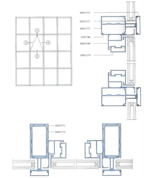 Анодированные системы, 6063-T5 золотистых/серебра алюминиевые ненесущей стены