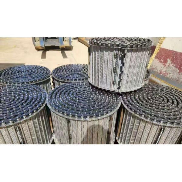 Metal High Carbon Steel  Hinged Scrap Chip Chain Plate Slat Mesh Conveyor Belt for CNC Machine