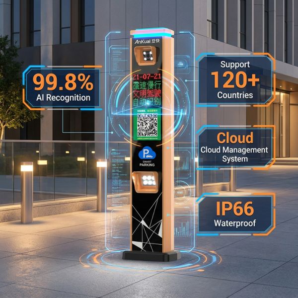 AK-P828-SP IP68 LPR Parking Access Terminal with 5MP HD Camera and 4-line LED Display