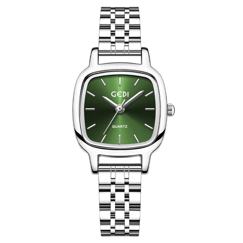 Retro Square Dial Ladies Stainless Steel Band Quartz Watch Slim Lightweight Minimalist Dress Wristwatch for Women