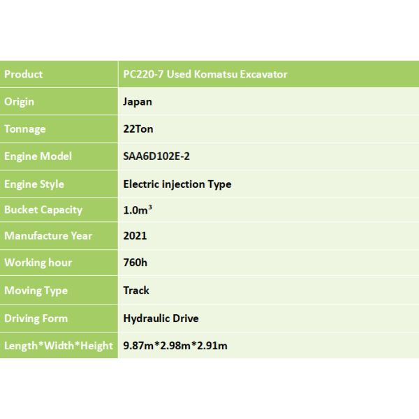 PC220-7 Использованный экскаватор Komatsu 22 тонны Японский оригинальный средний ползучий гидравлический экскаватор