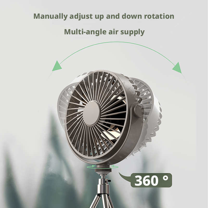 Tripod Pedestal Fan Camping Ceiling Fan With Detachable Bracket 360 Degree Rotation