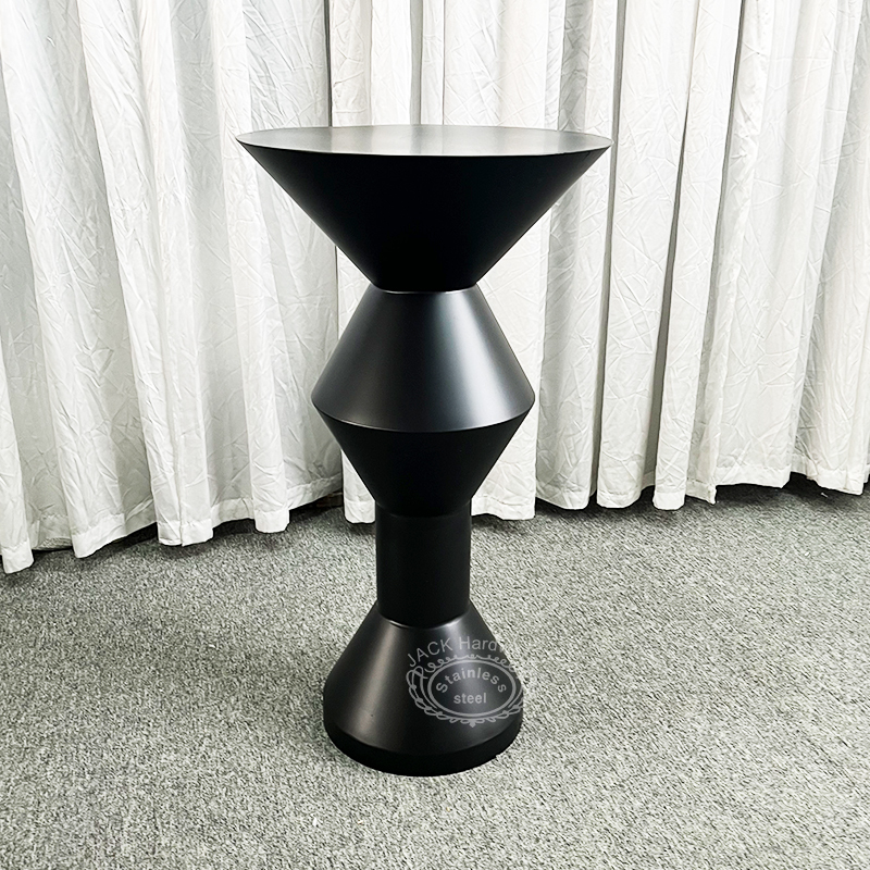 WENDING Matte Black Hourglass High-Top Cocktail Bar Table – Industrial Chic Stand