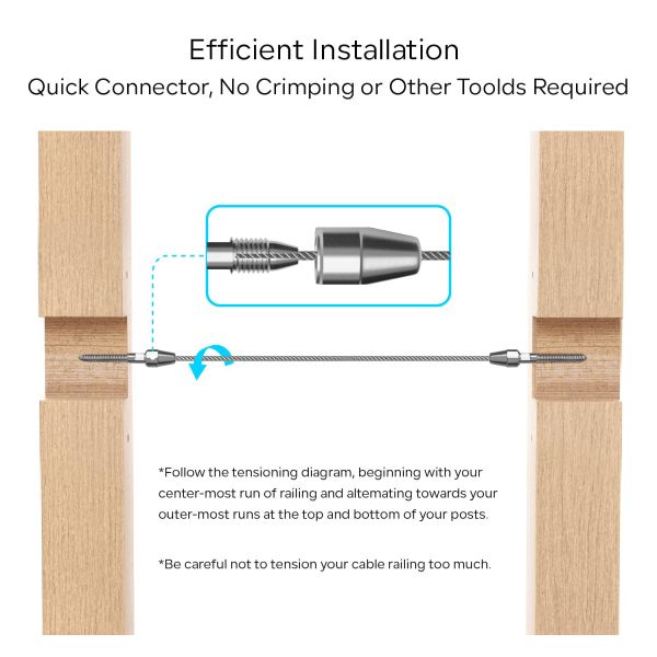 Kit de garde-corps de câbles en acier inoxydable avec 800 tonnes de résistance à la traction, technologie d'auto-verrouillage et options de modèle réglables