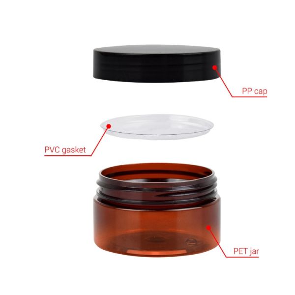 Round Frosted PET Amber Cosmetic Jars 49*45mm Metallization