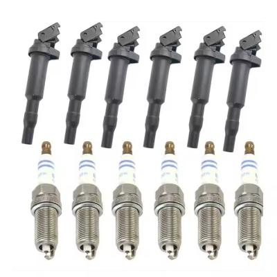 Ignition Coils & Spark Plugs Set 6PCS Kit 12138647689 12138616153 for BMW 3 5 Series X3 X5 Z4