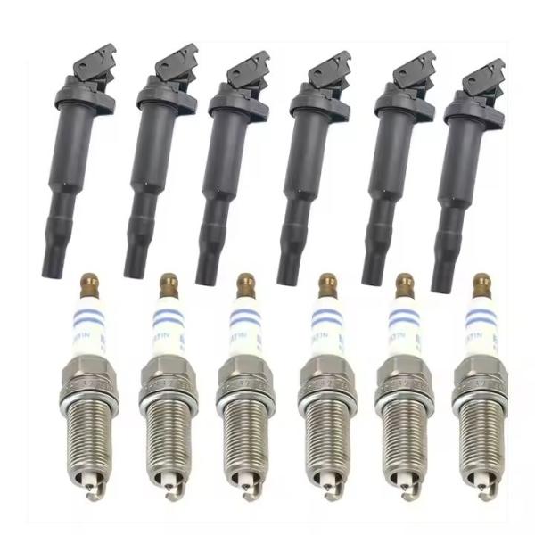 Ignition Coils & Spark Plugs Set 6PCS Kit 12138647689 12138616153 for BMW 3 5 Series X3 X5 Z4
