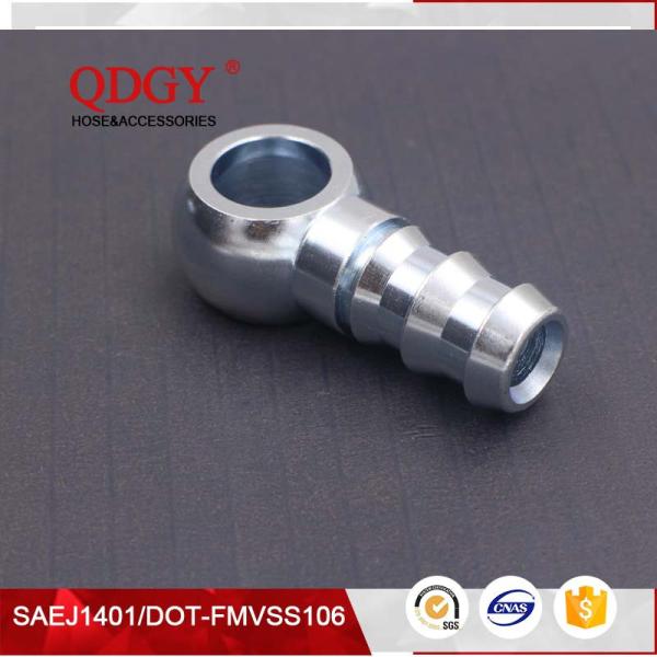 steel material 14mm single fule banjo hole to a male barb outlet brake hose fitting with Galanized plated coating