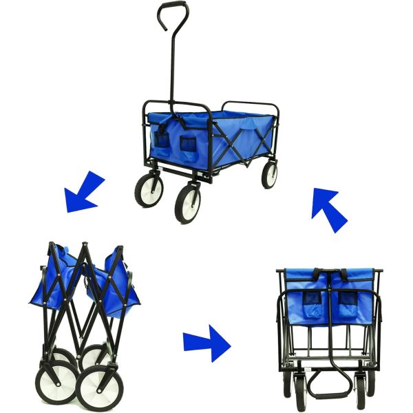 Customized Foldable Wagon Cart Steel Folding Wagon With Practical Hand