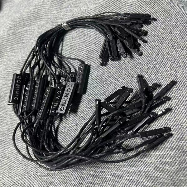 Plain Black Hang Tag String 7 Inches Cotton Durable Cotton Fabric Ideal for Clothing Tags and Product Identification