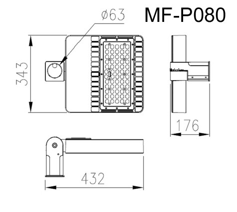 Parking de 130LM/W LED allumant IP66 80Watt pour l'éclairage de boîte à chaussures de stationnement de voiture