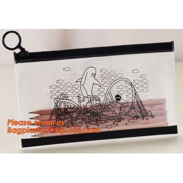 A4 clear plastic pp document carrying file folder zipper lock pocket bag with small button file wallet