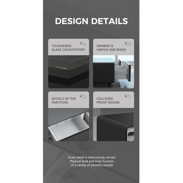 Беспроводное заряжение Современный умный кофейный стол с холодильником и закаленным стеклянным верхом