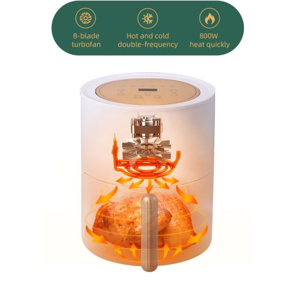 800W 2.5L Smart Home Air Fryer 2.6qt Round Multifunctional