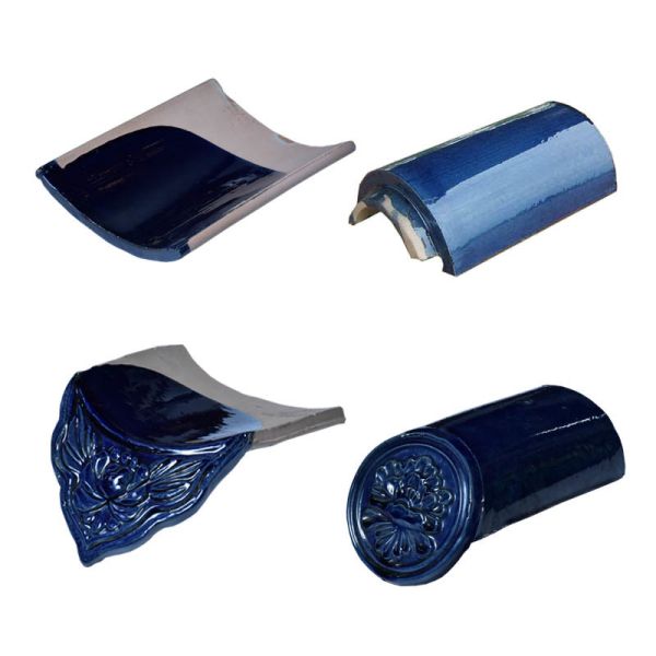 Черепицы кладбища стиля традиционного китайского голубые застекленные