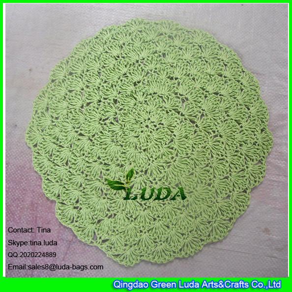 LDTM-040 green paper straw placemat round floral decorative table placemat