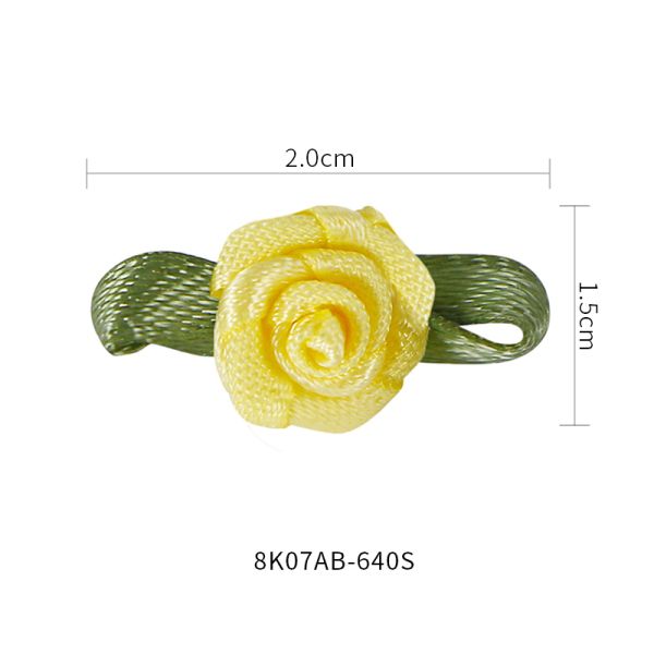 MSD Mini Ribbon Roses Artificial Fabric Flowers with Green Leaves Mixed Color Rosettes for Garment Decoration