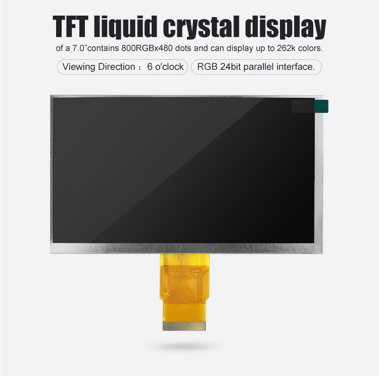 Polcd ISO9001 300 Nits 7-дюймовый сенсорный Tft Lcd RGB 24-битный 800x480 ЖК-дисплей