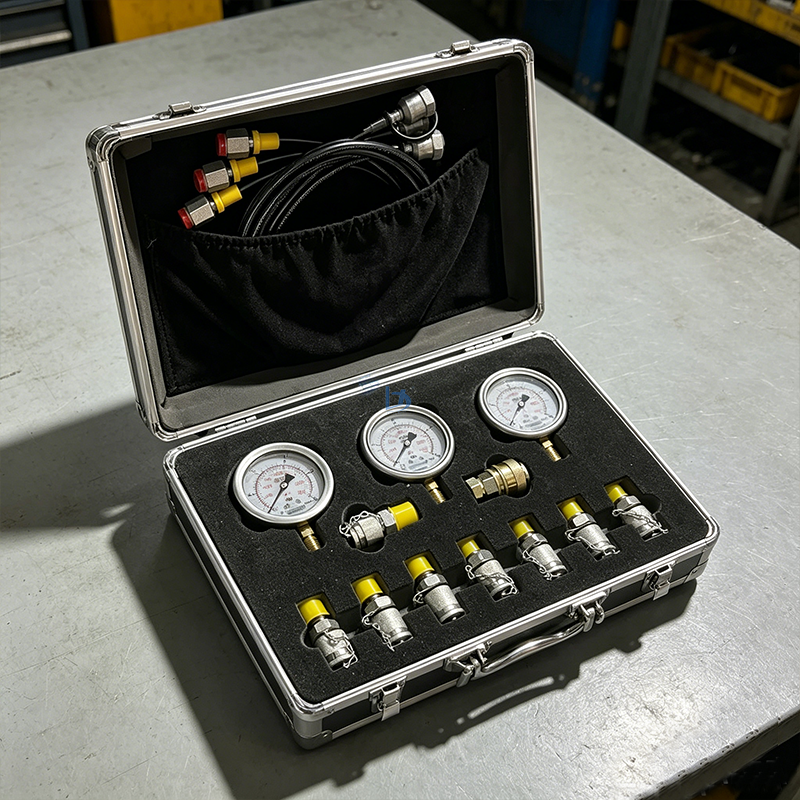 Silver Box Hydraulic Pressure Test Kit Precision Hydraulic Test Gauge Kit With 3