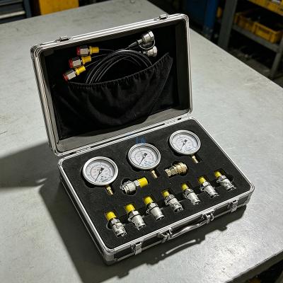 Silver Box Hydraulic Pressure Test Kit Precision Hydraulic Test Gauge Kit With 3 Gauges 9 Test Joints 3 Hoses