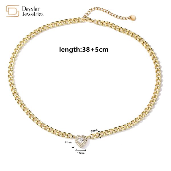 Нержавеющей стали ожерелья сердца шарма циркона диаманта любов цепь связи привесной кубинськая