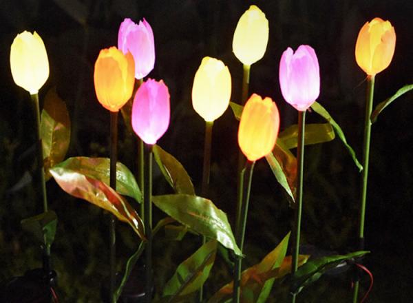 Solar Silicone Tulip Lights ground decoration lawn lamp