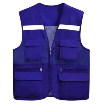 Neon Blue Hi Vis Vest Reflective Cotton Polyester Safety Vest For Working