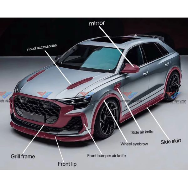 RSQ8 2025+ Audi Body Kit Front Lip Skirt Rear Diffuser Spoiler Car Wide Body Kit