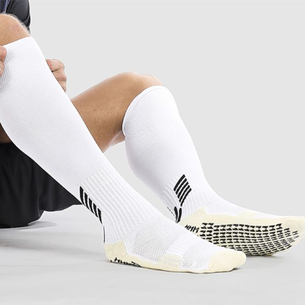 Solid Polyamide Elastane Fabric Soft Anti Slip Soccer Sport Football Grip Long Socks