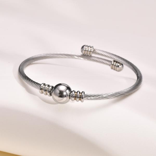 Stainless Steel Adult Gold Bracelet Bangle With Channel Setting Inlay