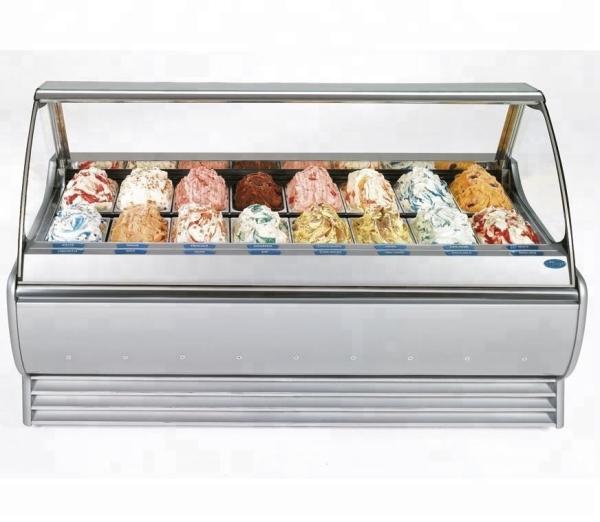 480L Stainess Steel Ice Cream Showcase Freezer With Digital Temperature Controller 1568mm Length