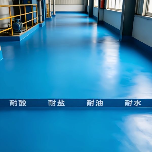 Acid-, Salt-, Oil-, and Water-Resistant Flooring with great chemical, salt fog and abrasion resistance. Oil-proof, waterproof, easy to clean and perfect for harsh factory environments.