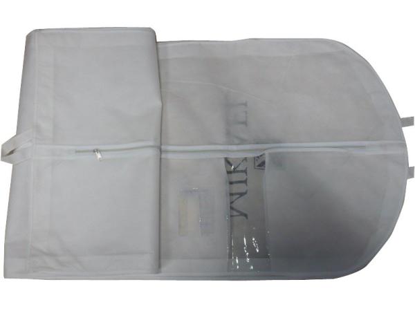 Customized Michael White Dress Bags, Suit Garment Bag With PVC Window, White Zipper