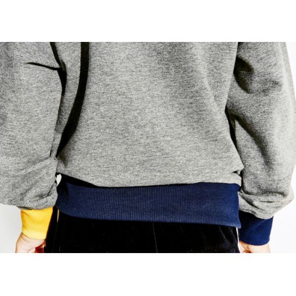 Colourful Rib Teen Kids Boys Clothes Round Neck Gray Sweater For Autumn