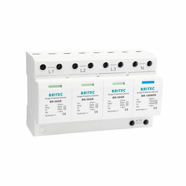 BR-50GR 2P Low Voltage Surge Protective Device spd surge protector class 1 anti thunder