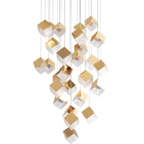 Zhongshan Supplier Big Gold and Silver Square Shade Interior Living Room Decorative Lighting Chandelier