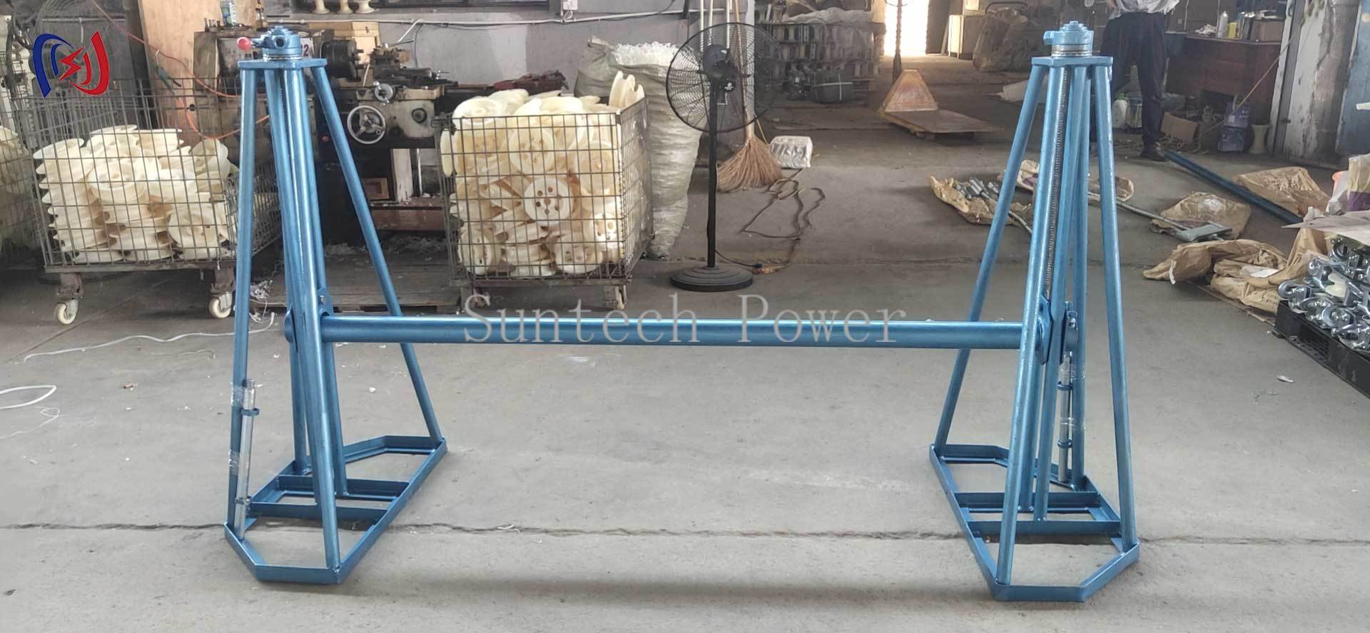 Stable Drum Cradle Cable Reel Stand with 10-50KN Rated Load and 450-1300mm Height Adjustment