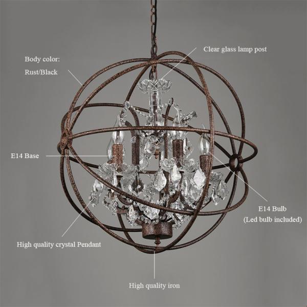 Rustic american style crystal globe Round chandelier (WH-CI-85)