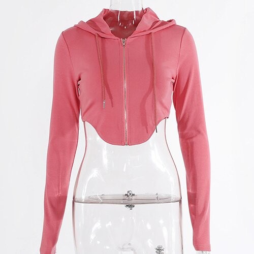 OEM European And American Women'S Solid Color Navel Lapel Zipper Long Sleeved Top